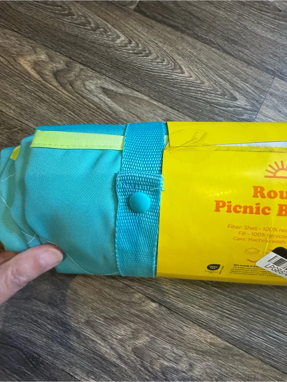 Sun Squad Round Picnic Blanket- Aqua & Yellow